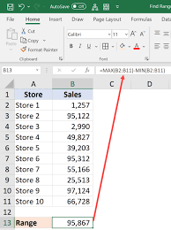 how to find range in excel easy