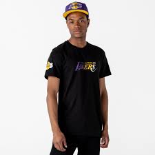 Los angeles lakers basketball '47 patch purple t shirt size xl #349. Los Angeles Lakers Gradient Wordmark Black T Shirt New Era Cap