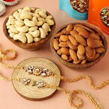kundan rakhi with cashews and almonds