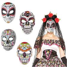 Mexican Day Of The Dead Sugar Skull Full Bones Cosplay Halloween Mask 