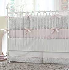 Pink And Gray Damask Crib Bedding