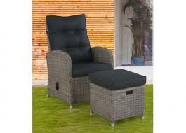 Weather Wicker Outdoor Recliner And Ottoman
