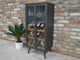 Metal Wine Cabinet With Glass Doors