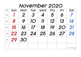 You may download these free printable 2021 calendars in pdf format. Free Printable November 2020 Calendar With Week Numbers Calendar Printables Calendar Template Calendar With Week Numbers