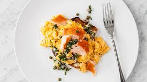 The smoky fish melds with sautéed potatoes and fresh dill for a dish that would be great for breakfast, lunch or dinner. Tom Kerridge S Recipe For Hot Smoked Salmon And Scrambled Eggs With Caper And Parsley Topping The Sunday Times Magazine The Sunday Times