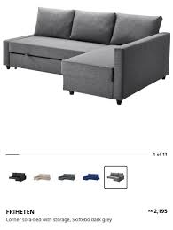 Ikea Friheten Dark Grey Corner Sofa Bed