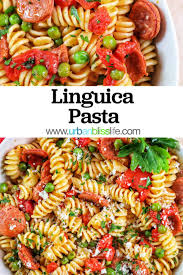 garlicky linguica and peas pasta