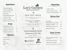 lee s garden oromocto menu s