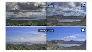 From alert level 3 (magmatic unrest), it has been now lowered to alert level 2 (decreased unrest) by the state volcanologist. Phivolcs Dost On Twitter Ip Camera Snapshots Of Taal Volcano Island From Agoncillo And The Main Crater Showing Relative Calm At The Surface
