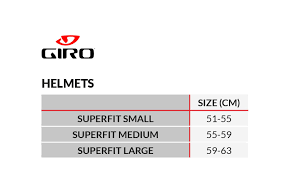 Giro Bike Helmet Size Chart