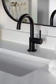 Matte Black Bathroom Faucet With White