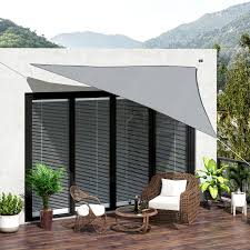 Outsunny Triangle 12 Canopy Sun Sail Shade Garden Cover Uv Protector Outdoor Patio Lawn Shelter With Carrying Bag Grey