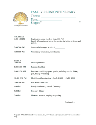 family reunion itinerary template doc