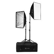 Clar 2 Light Softbox Kit Stands And Carrying Case Fp Lcf Sbk01