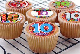 24 10th birthday pre cut cupcake