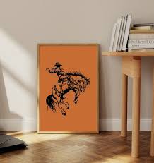Bucking Cowboy Print Western Cowboy