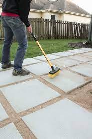 diy patio with gr between pavers and