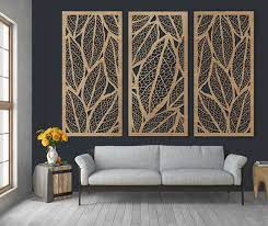 Set Of 3 Large Wooden Wall Art Panels