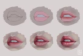 Complete guide on how to draw manga characters. Semi Realistic Lips Lip Art Painting Digital Painting Tutorials Lips Painting
