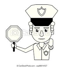 Cartoon police car clipart free download! Police Profile Cartoon In Black And White Police With Roadsign Profile Cartoon Vector Illustration Graphic Design Canstock