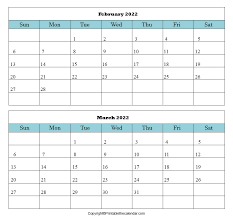 Its better you manage your all day activities with the assistance of february 2022 calendar printable. February March 2022 Calendar Free Printable Template