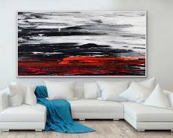 72x36 Red Black White Contemporary Art