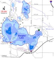 Douglas Lake Map Cheboygan County Michigan Fishing Michigan