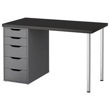 ikea computer table with drawers black