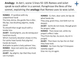 group review of the tragedy of romeo juliet ppt analogy in act i scene 5 lines romeo and juliet speak to each other