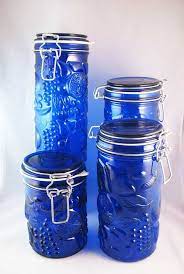 Cobalt Blue Glass Canister Set Fruit