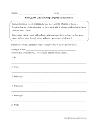 Conjunctions in sentences we have you identify conjunctions and then tell us what gets connected. Writing With Subordinating Conjunctions Worksheets English Gram On Best Worksheets Collection 3527