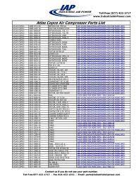 atlas copco air compressor parts list