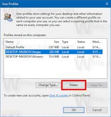to delete user profile in windows 10