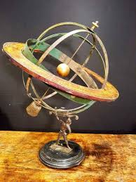 large armillary sphere in iron and wood