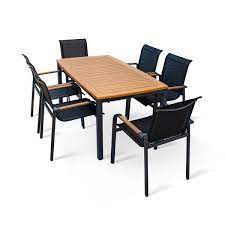 Black Aluminum Outdoor Dining Table Set