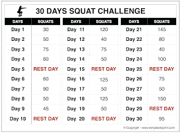 100 Day Calendar Printable Squat Challenge Chart For Beginners