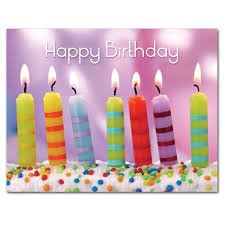 Postcards Birthday Striped Candles Box Of 50 Postcards