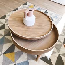 Round Wood Rotating Tray Coffee Table