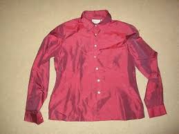 Worthington Blouse Pink Silk Size 14 Button Front Career