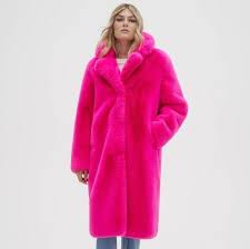 Noize Savannah Faux Fur Coat Pink
