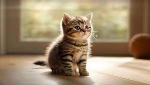 super cute fluffy kitten portrait