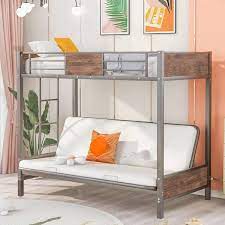 Gray Twin Over Futon Metal Bunk Bed