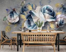 Image of 3D rose mural wallpaper design