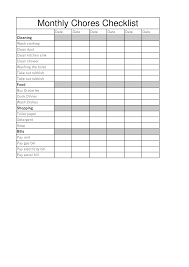 Monthly Chore Checklist Templates At Allbusinesstemplates
