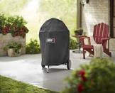 All-Weather Kettle Grill Cover, Fade & UV-Resistant with Straps, Black Weber
