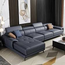 home furniture grey leather couches set