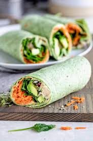 veggie spinach wraps with hummus