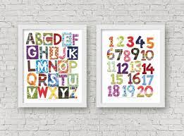 Numbers Alphabet Art Print Colorful