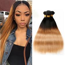 Shop Ombre Hair Straight 3 Bundles Dark Roots T1b 27 Human