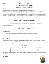 Model 2 The Mole Concept